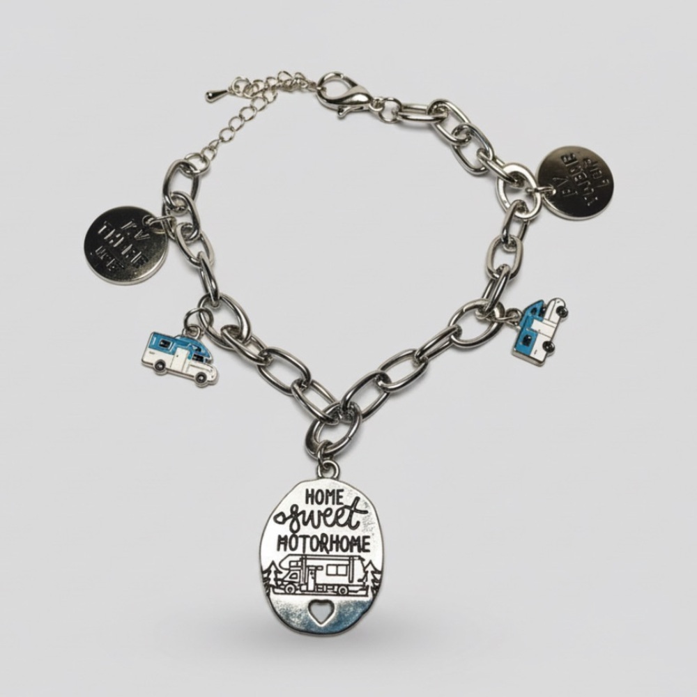Silver RV Motorhome Fifth Wheel Travel Charm Bracelet Hand Crafted